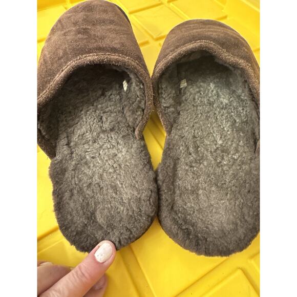 Bearpaw Slippers Brown Suede Leather Sheepskin Slip On Men's 11 Cozy Comfy - Picture 5 of 5